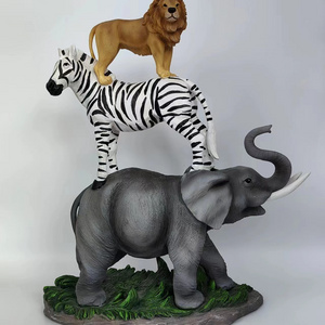 Animal Garden Accessories Resin Sculpture Multi-Animal Elephant Tiger Zebra Animal Figurine for Decoration