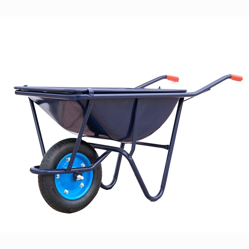 Hot Sale 130kg Garden Trolley Transport Cart Heavy Duty Metal Construction Wheelbarrow