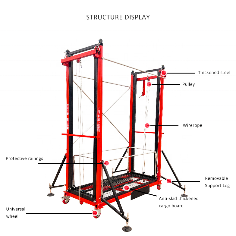 500kg Electric Scaffold Mobile Home Self Decoration Remote Control Electric Lifting Scaffold