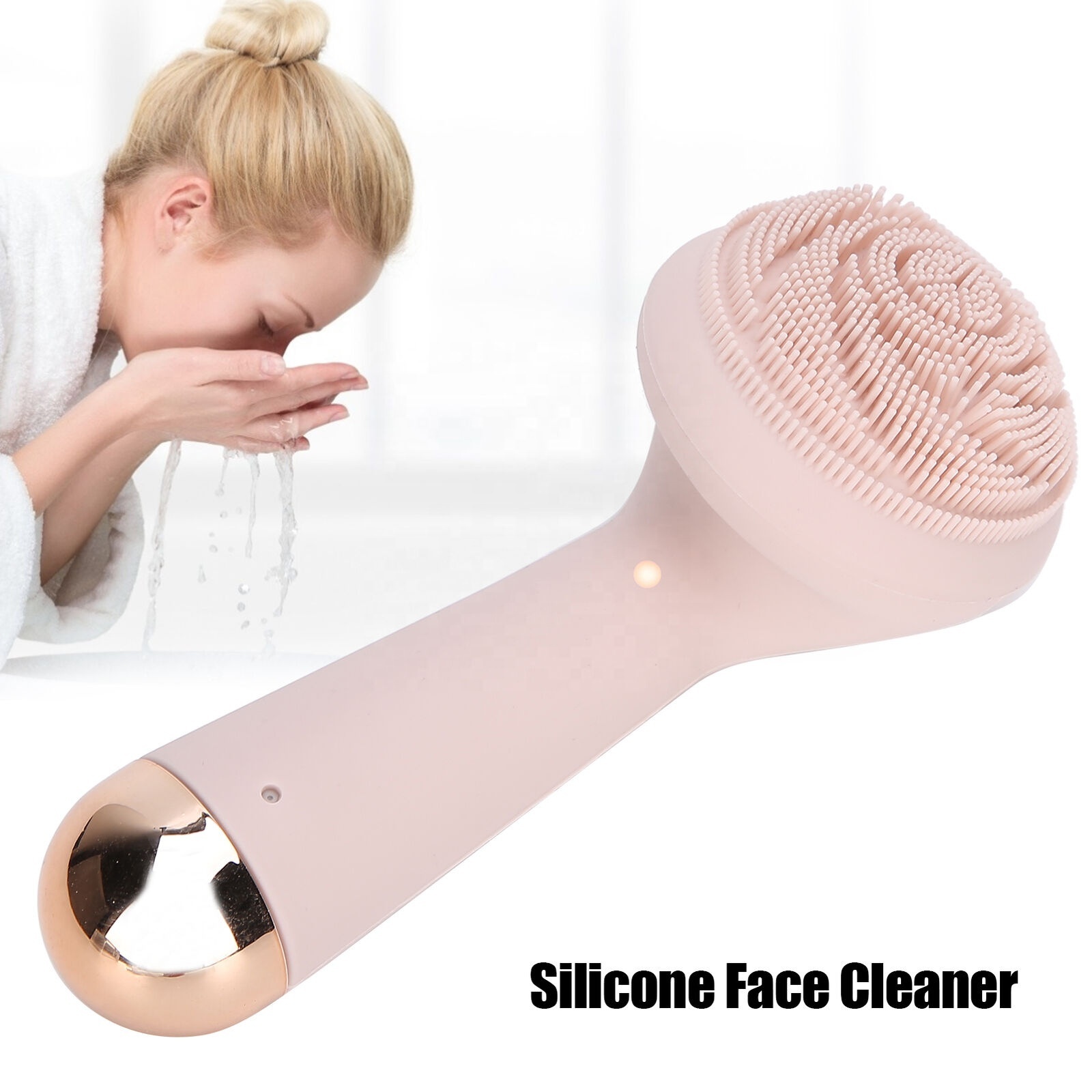 2023 New Style UltraSonic Pores Cleaner Massage Soft Silicone Electric Face Cleansing Brush With Base