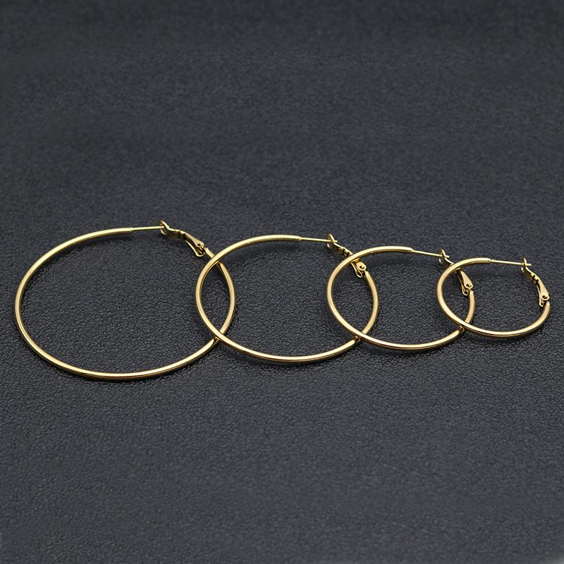 R.GEM. Wholesale Exaggerate Not Tarnishing Stainless Steel Gold Plated Oversize Large Hoop Earrings for Women