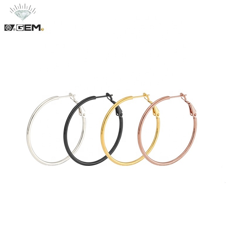 R.GEM. Wholesale Exaggerate Not Tarnishing Stainless Steel Gold Plated Oversize Large Hoop Earrings for Women