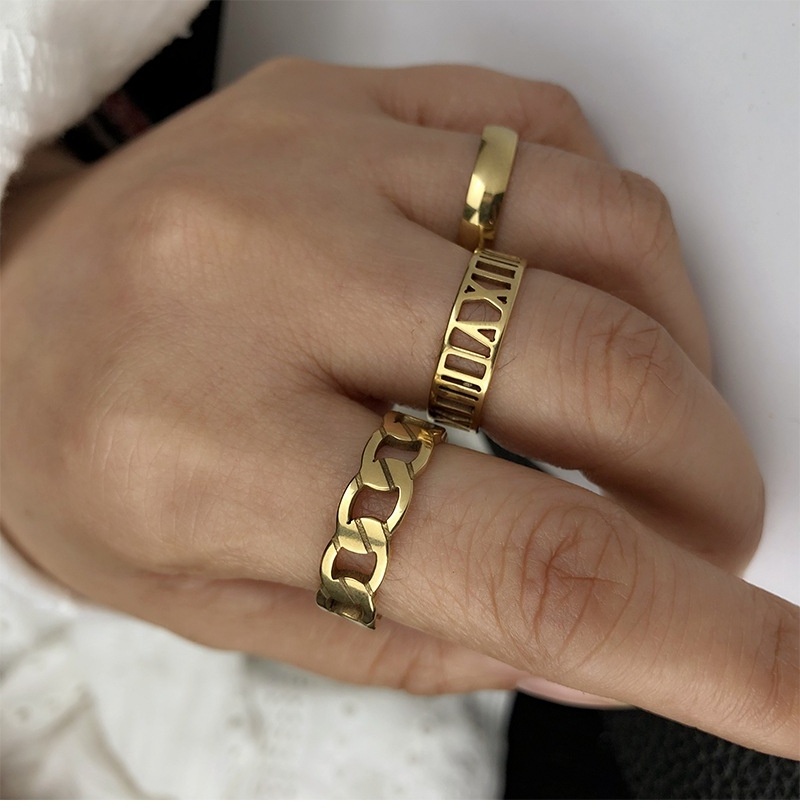 R.Gem. 18K Gold Plated Stainless Steel Joint Knot Boho Vintage Nail Midi Knuckle Wedding Finger Ring Set for Women and Girls