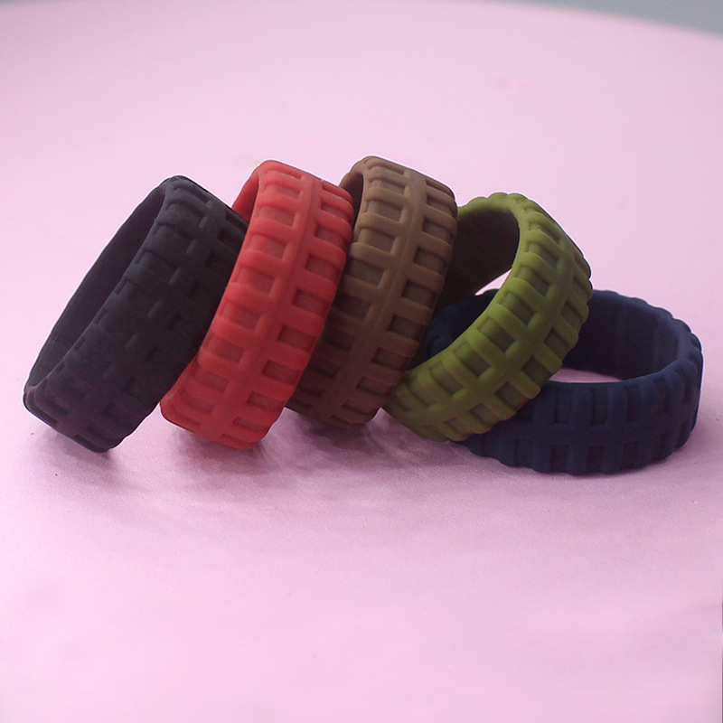 R.Gem. Unique Design Breathable Comfortable Tire Rubber Silicone Wedding Sports Rings for Men