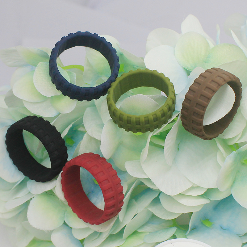 R.Gem. Unique Design Breathable Comfortable Tire Rubber Silicone Wedding Sports Rings for Men