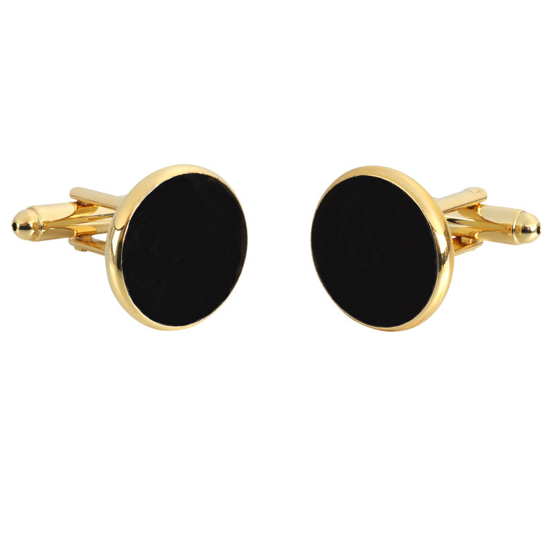 R.GEM. Business Wedding Gifts Electroplated Golden Black Enamel Exclusive Shirt Women's Men's Cuff Links