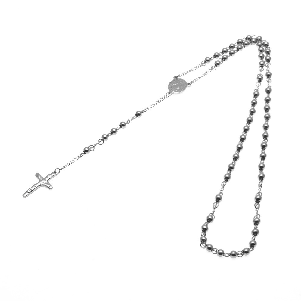 R.GEM. Wholesale Stainless Steel Christian Y Necklace Praying Rosary Bead Cross Necklace for Women Men Jewelry