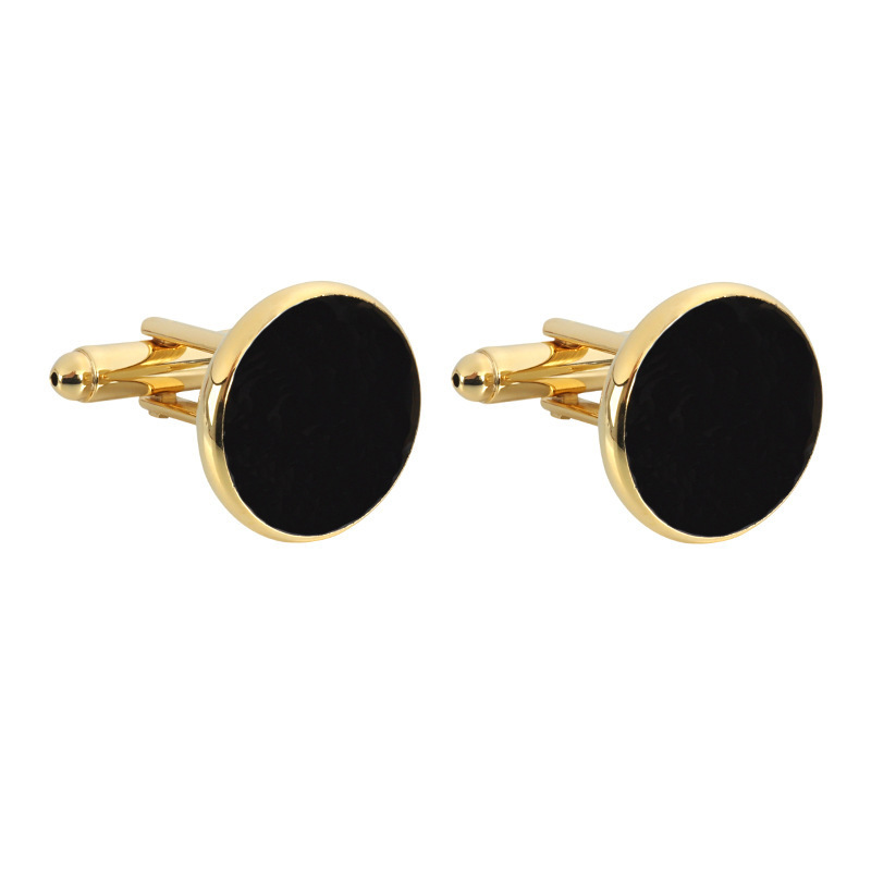 R.GEM. Business Wedding Gifts Electroplated Golden Black Enamel Exclusive Shirt Women's Men's Cuff Links