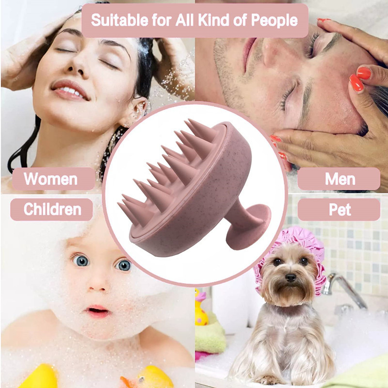 Colorful Head Scrubber Silicone Hair Scalp Scrub Massager Wheat Straw Scalp Massage Shampoo Brush