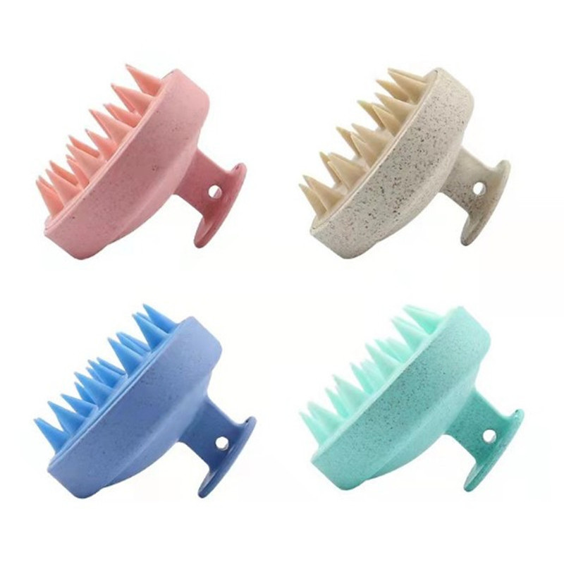 Colorful Head Scrubber Silicone Hair Scalp Scrub Massager Wheat Straw Scalp Massage Shampoo Brush