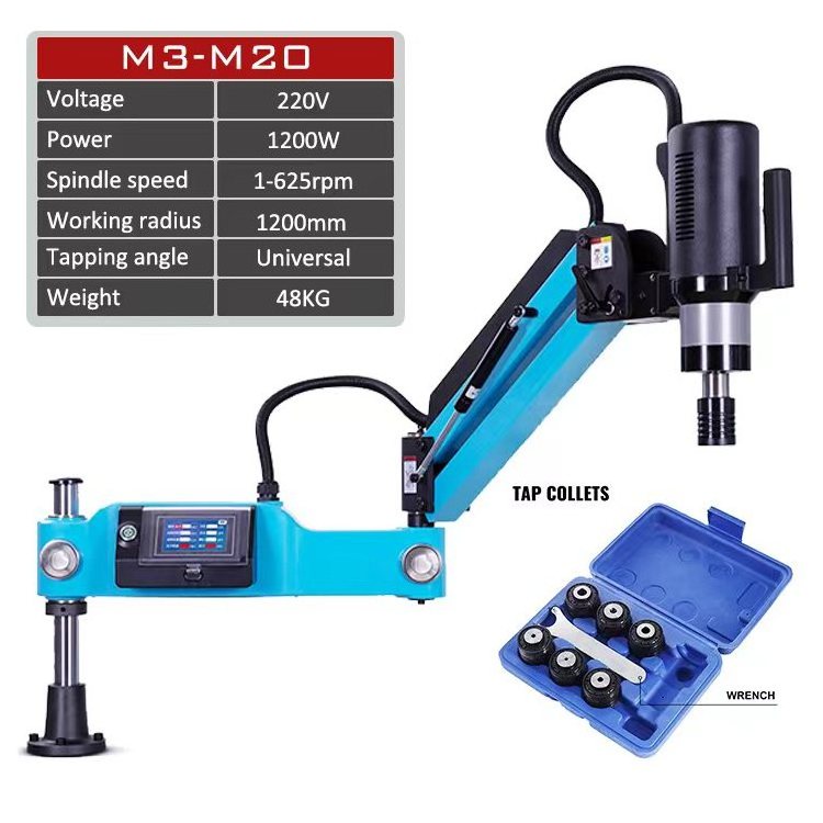 Stock M3 to M16 Tap Collets Electric Threading Tapper Vertical Flexible Arm Automatic mobile phone series Tapping Machine