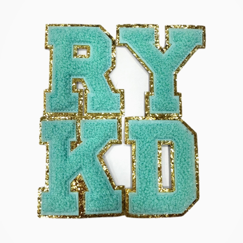 Custom letter wholesale iron on for clothes clothing accessories varsity letter patch chenille glitter letter patches