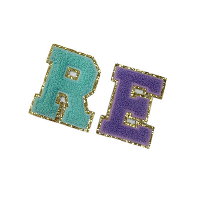 Wholesale Chenille Cheer Patches Iron on Letter Patches Girl Women Colorful Hot Pink Chenille Letter Patches for Clothing