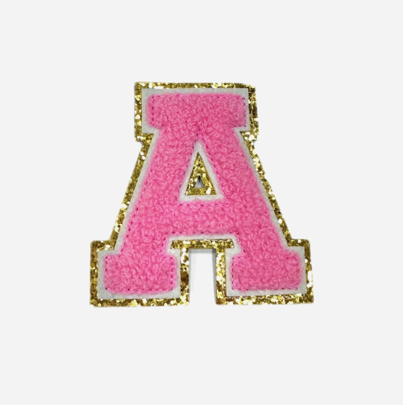 Custom Designer DIY Logo 26 iron on patches letters Appliques Embroidery Chenille Patches For Clothing Hat Jacket