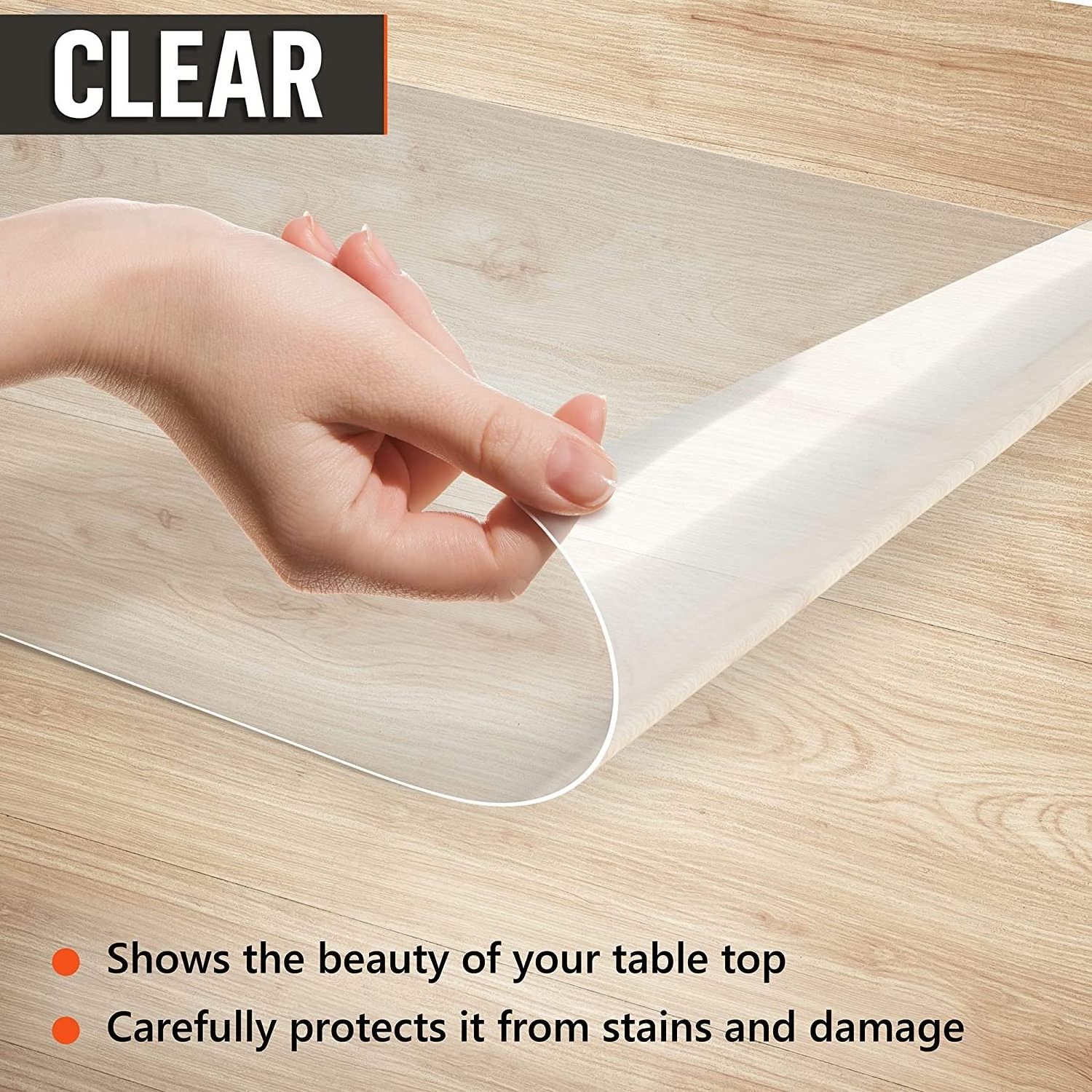 Clear Multi-use Kitchen Office Desk Table Placemats Easy Clean Flexible Place Mats Wipeable Plastic PP Table Mats