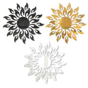 New Acrylic Ramadan Muslim Decoration Sunflower Mirror Sticker Silver Gold Sunflower Acrylic Mirror Wall Sticker