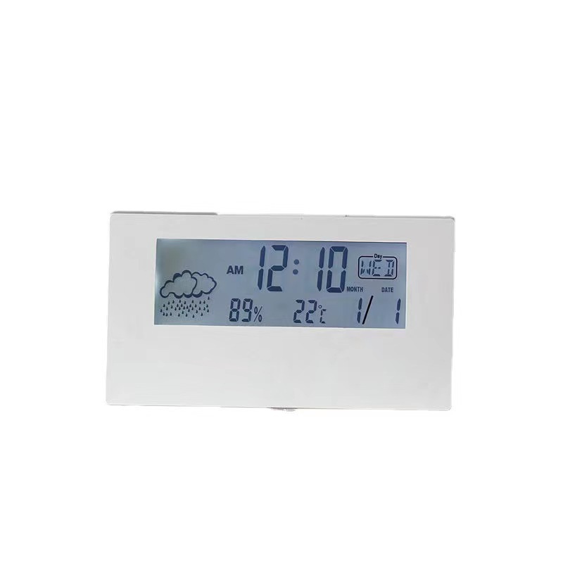 LED mute smart weather electronic clock desktop clock perpetual calendar desktop transparent student with small alarm clock