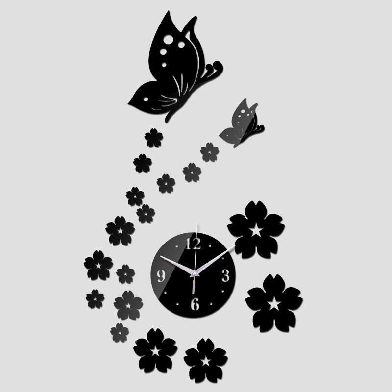 Home Decor Large Luxury Mirror Clock 3d Diy Butterfly Stickers Acrylic Living Room  Acrylic  Wall Clock 3d