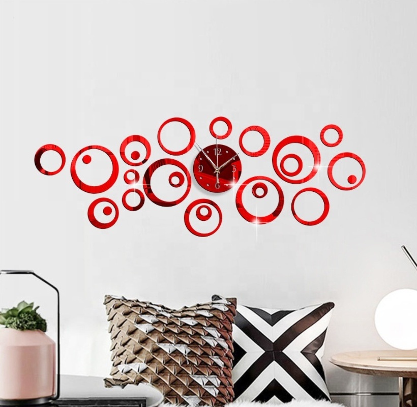 Circle Digital stereo wall stickers clock mirror wall stickers clock DIY home decoration