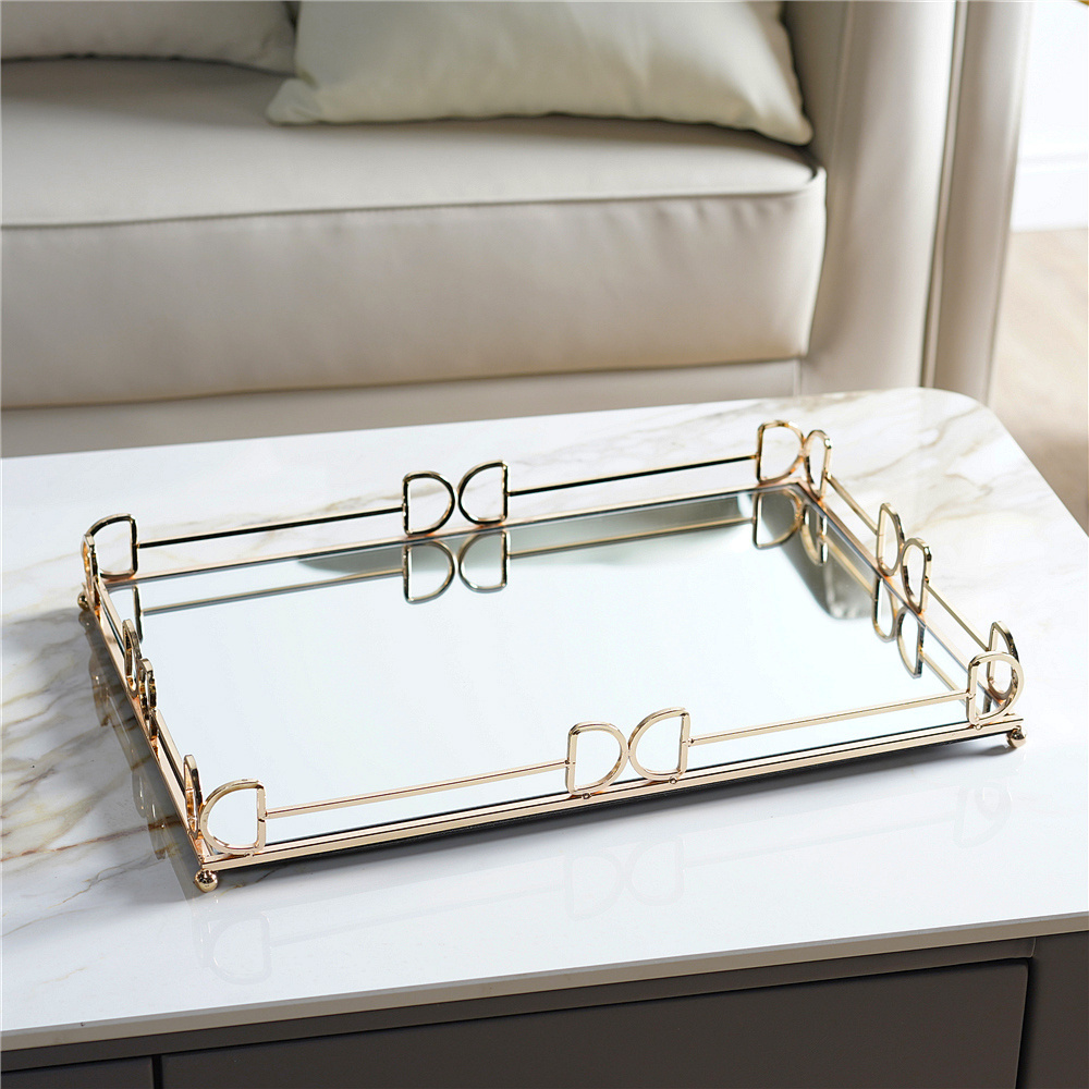 Gold Interior Nordic Living Room Table Modern Luxury Crystal Mirror Tray Wedding Decoration Other Decor For Home