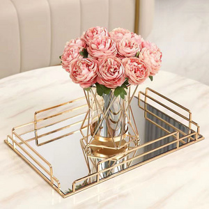 Gold Interior Nordic Living Room Table Modern Luxury Crystal Mirror Tray Wedding Decoration Other Decor For Home