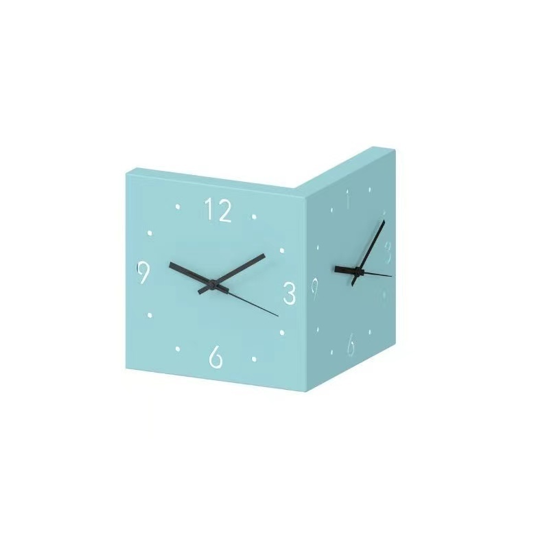 INS Wind Corner Double Sided Wall Clock Creative Simple Modern Wall Clock No Punching Fashion Male Corner Clock