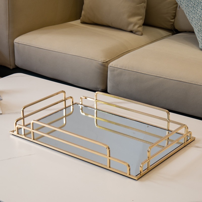 Gold Interior Nordic Living Room Table Modern Luxury Crystal Mirror Tray Wedding Decoration Other Decor For Home