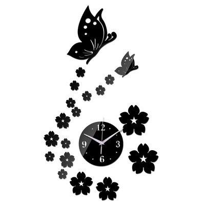 Home Decor Large Luxury Mirror Clock 3d Diy Butterfly Stickers Acrylic Living Room  Acrylic  Wall Clock 3d