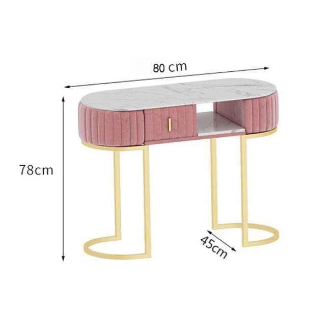 Fashional Nail Salon Manicure Table Nail Table And Chair With Gold Frame Customize Nai (nail Table + Chair + Round Stool)