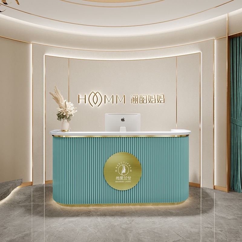 Office Hotel Hospital Lobby White Led Light Front Desk Counter Modern Beauty Salon Reception Desks