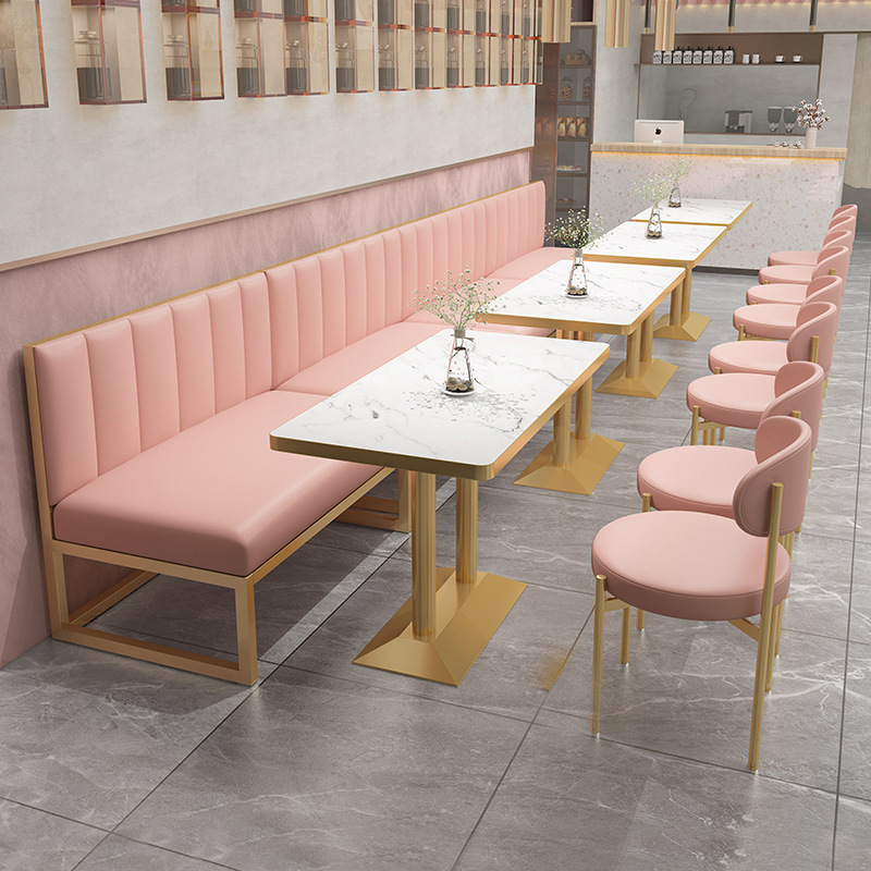 Milk Tea Shop Table And Chair Combination Booth Sofa Commercial Restaurant Restaurant Coffee Shop Customized Iron Leg Booth Sofa