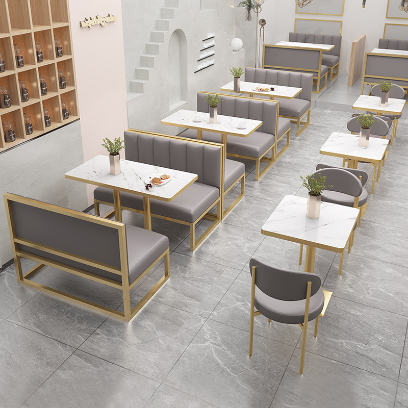 Milk Tea Shop Table And Chair Combination Booth Sofa Commercial Restaurant Restaurant Coffee Shop Customized Iron Leg Booth Sofa