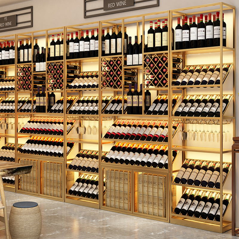 High Quality Stainless Steel Wine Display Shelf Modern Wine Storage Cabinet