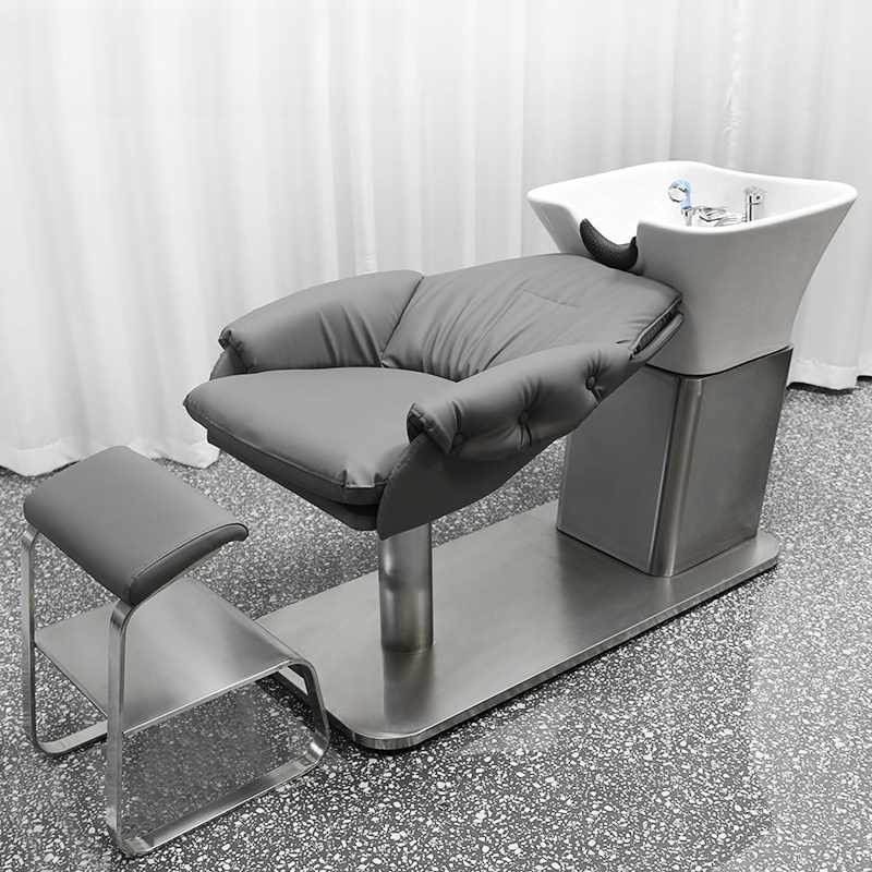 New Hair Salon Equipment Silver Back Shampoo Chair Parts Salon Salon Shampoo Bowls And Chairs Classic Shampoo Chair