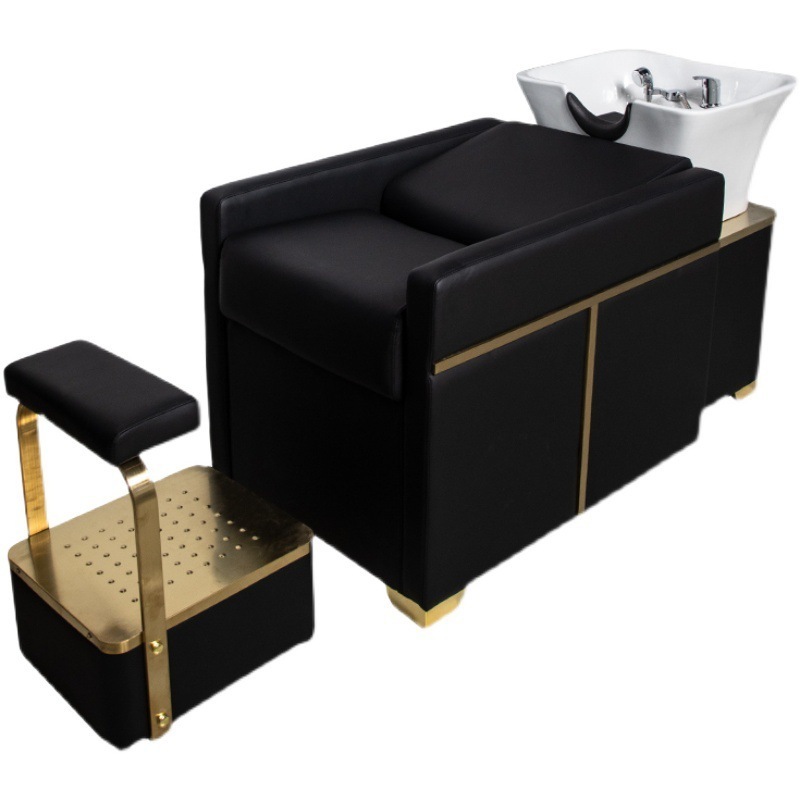 Comfortable Massage Table with Reclined Backrest and Shampoo Sink for Spa and Hair Salon