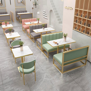 Milk Tea Shop Table And Chair Combination Booth Sofa Commercial Restaurant Restaurant Coffee Shop Customized Iron Leg Booth Sofa