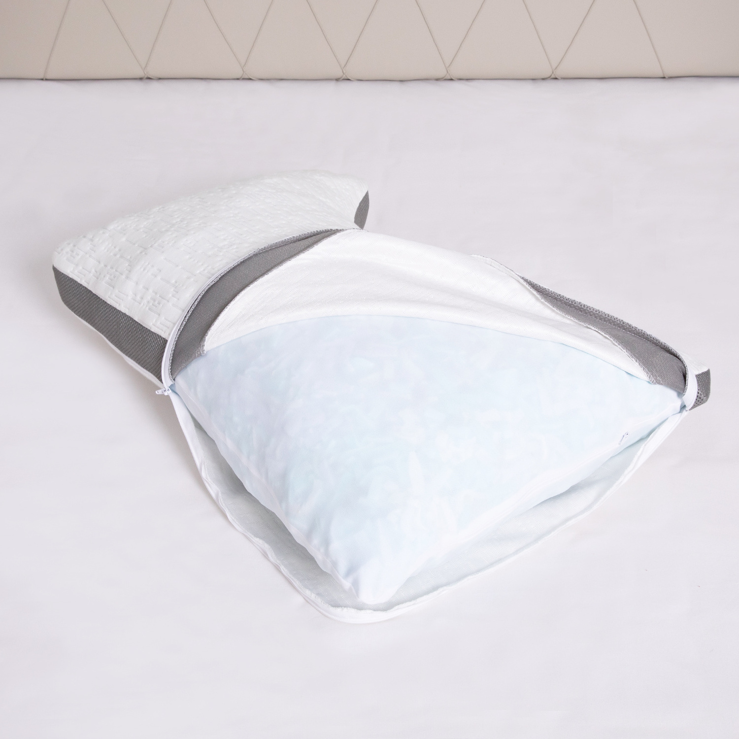 Side Sleeper Curved Shape Neck Support Adjustable Firm Contour Shredded Memory Foam Fill Pillow