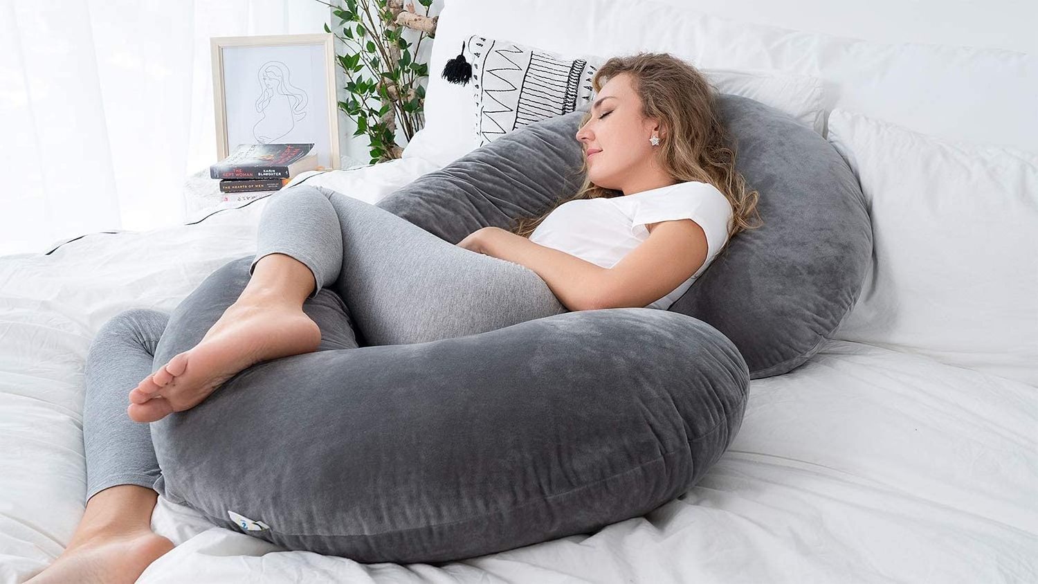 C Shaped Maternity Body Expectant Mother Head Belly and Back Support Pregnancy Pillow