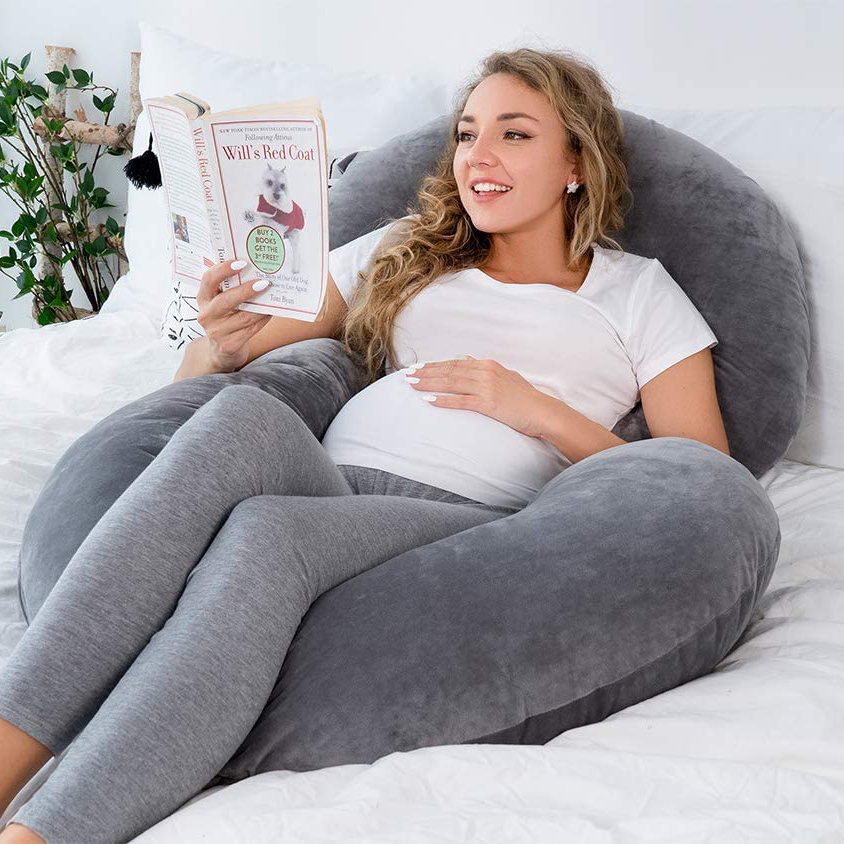 C Shaped Maternity Body Expectant Mother Head Belly and Back Support Pregnancy Pillow