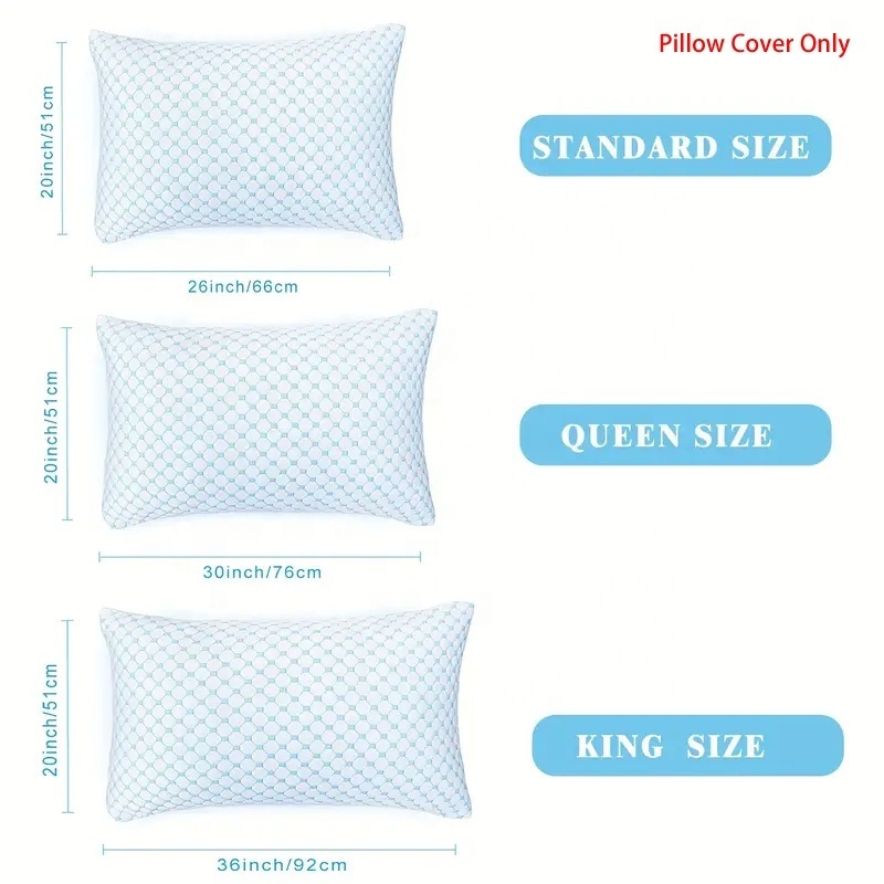 Dual Sided Pillow Protector Cool Bamboo Pillow Cover Case for Hot Sleepers Zipper Standard Cooling Pillowcase