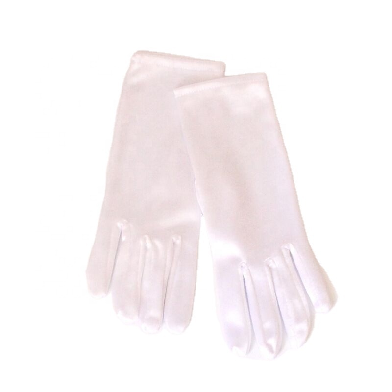 Women's Short Opera Satin Bridal Gloves Child White Dress Gloves Wrist Banquet Tea Party Dancing Gloves