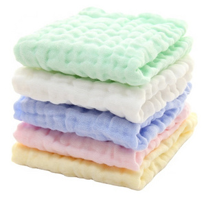 Cheap 12"x12" Soft Cotton Face Towel Wholesale 6 Layer Natural Organic Muslin Baby Wash Cloth