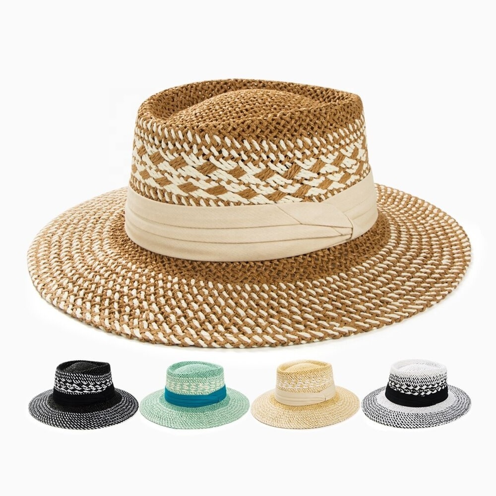 Summer Fashion Women's Panama Straw Hat Men's French Sunscreen Jazz Hat for Beach Travel Holiday