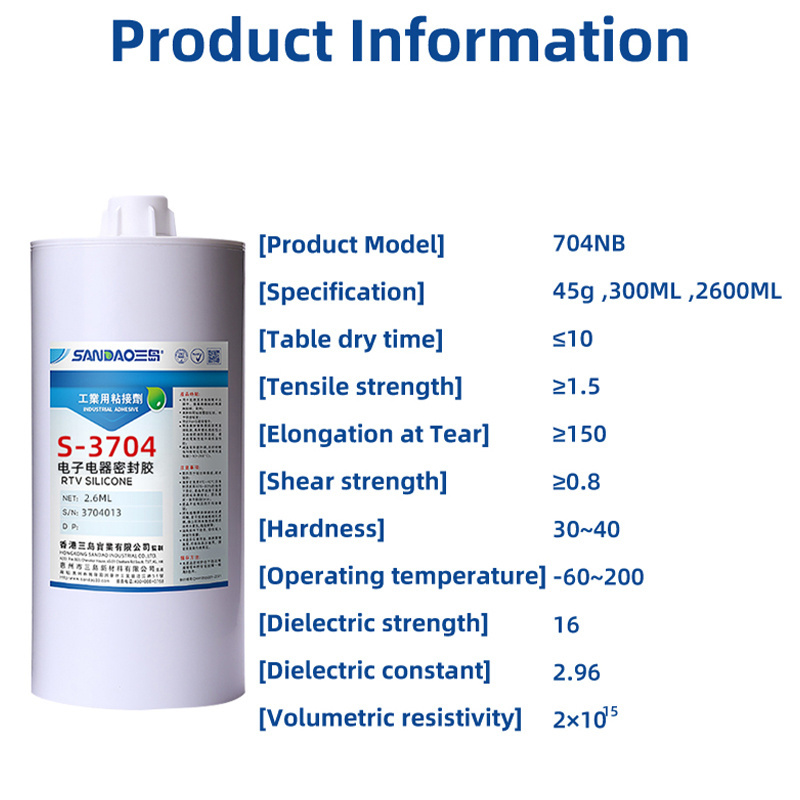 SANDAO SD704 Silicone Sealant Chemicals Manufacturer Silicone adhesive Glue For PCB CPU And Electronic Applications