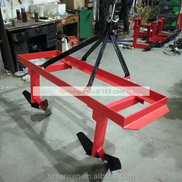 Tractor 3 point middle buster for laying off rows; double row adjustable middle buster