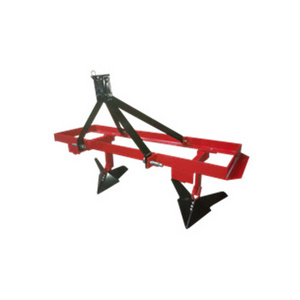 Tractor 3 point middle buster for laying off rows; double row adjustable middle buster