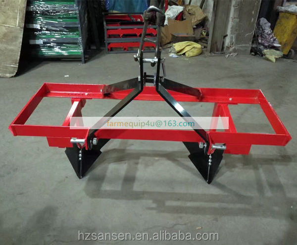 Tractor 3 point middle buster for laying off rows; double row adjustable middle buster