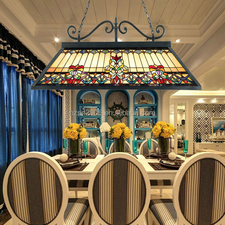 European Luminaire Decor Chandelier Lamp Iron Frame Tiffany Pool Table  pendant lamp for dinning room