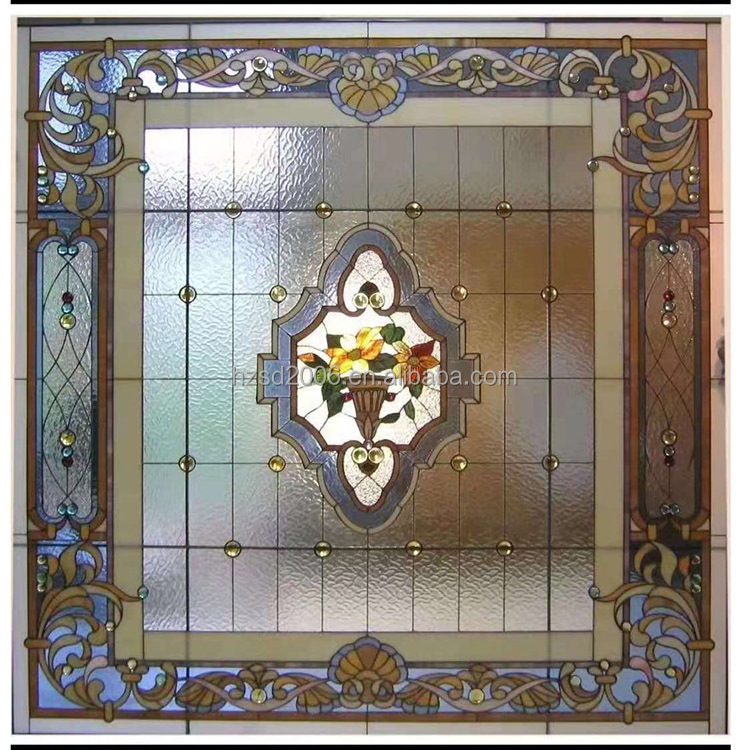 Customized European Style Large Size Chain Tiffany Stained Cut Glass For Wall And Window Tempered Verre