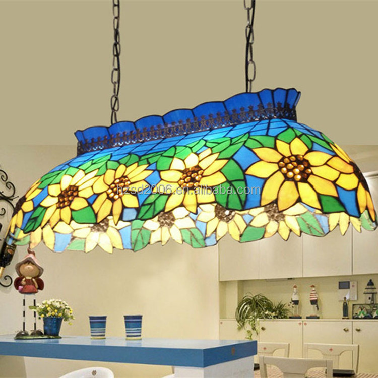 European Luminaire Decor Chandelier Lamp Sun Flowers Tiffany Pool Table 6 lights pendant lamp for dinning room